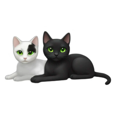 Two black cats with green eyes sticker