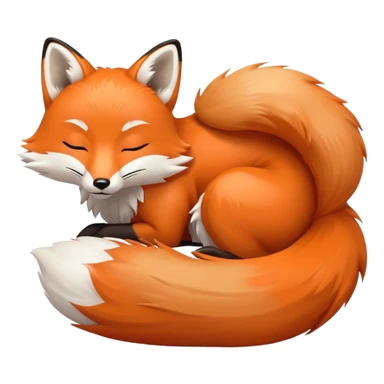 fox sleeping with head on 3 fluffy tails kamon style sticker