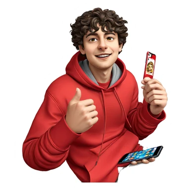 smiling boy in red hoodie sticker