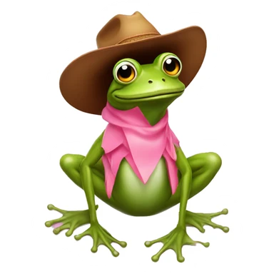 Frog wearing a cowboy hat riding a flamingo sticker