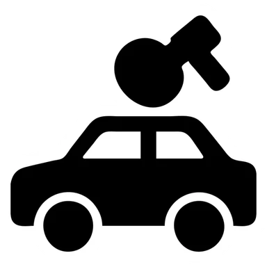 solid filled icon of a car with a polishing tool, representing Polish sticker