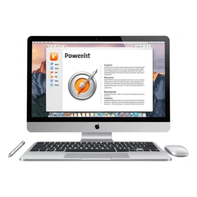 mac computer with powerpoint page with bullet points  sticker
