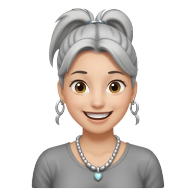 Female with big Silver Necklace, grey skin,ponytail hair, more bright silver,highlight necklace, different expressions. sticker