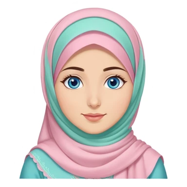 Turkish beautiful finish Konya girl blue eyes with sugar pink and mint hijab islamic dress and celebrating with her friends eid days   sticker