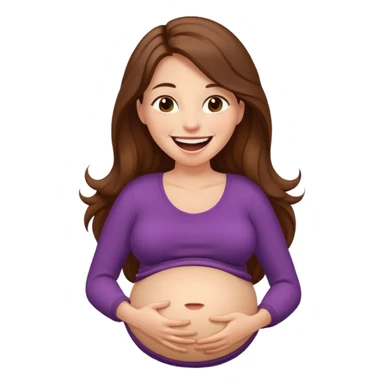 Long brown hair woman laughing so hard that she’s holding her belly sticker
