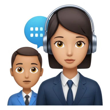 ai agent (llm model, ai chatbot) is communicating with human, human is asking in natural language and ai agent is thinking in his own language, answering back in natural language, giving help of using some hard system  sticker