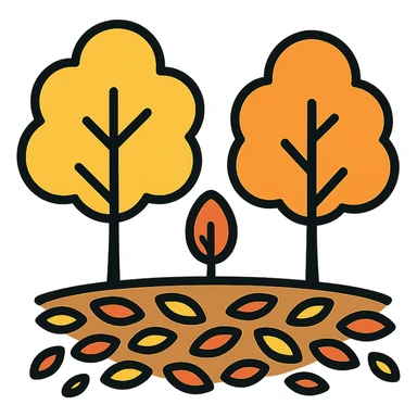 autumn fall scene with trees and a carpet of colorful leaves sticker