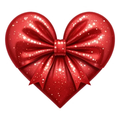 red glitter bow heart sticker