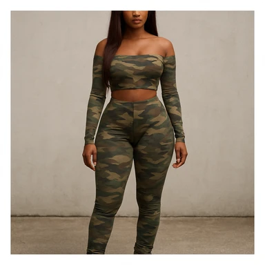 realistic full body camo baddie redbone, face included  sticker