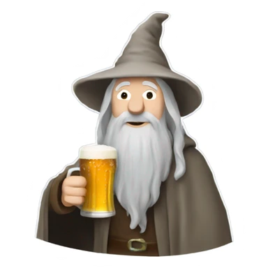 Gandalf having a pint of beer sticker