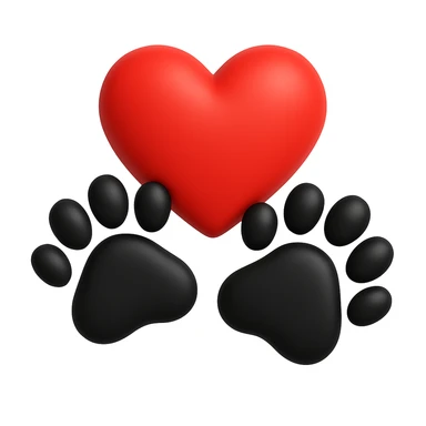 Make the puppy paws black, keep the heart and original style (original style was microsoft style 3d fluent emojis) sticker