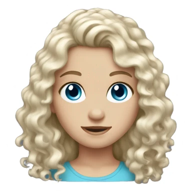 white girl with long curly hair blue eyes sticker