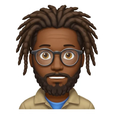 Black guy with dreadlocks and a beard glasses sticker