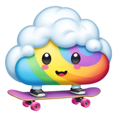 rainbow kawaii Poop cloud skateboarding  sticker