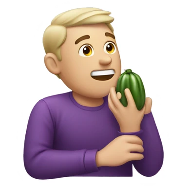 Guy eating eggplant sticker