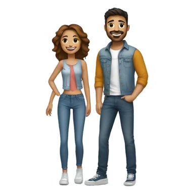 A happy couple girl with top and jean and man with alo apparels  sticker