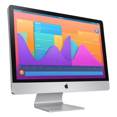 Create an emoji for animation and motion design. Show a computer monitor displaying the animation creation process, with a timeline, keyframes, and motion effects. Use modern, vibrant colors. No emojis or smiley faces. Transparent background. sticker