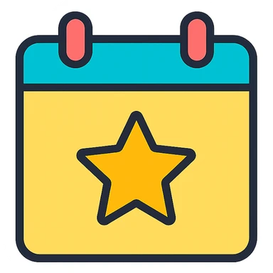 clean modern icon style calendar with a star sticker