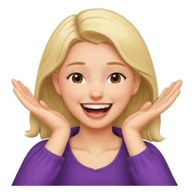 girl grabbing neck with both hands laughing sticker