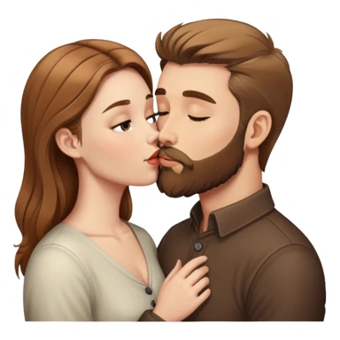 Light brown haired man with beard kissing woman sticker