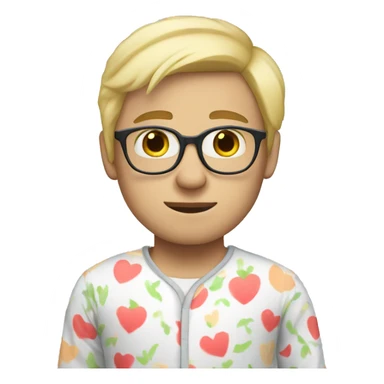White Nerd with blonde hair in pajamas sticker