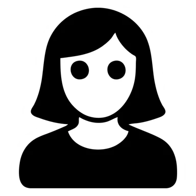 a female with white skin, big eyes, middle-length hair which is right at the shoulder sticker