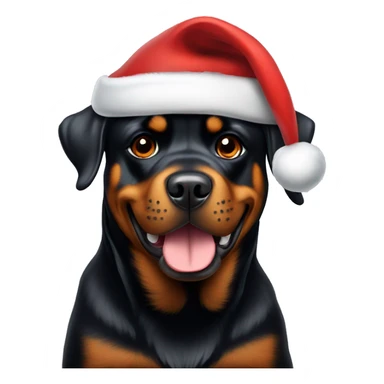Cute Rottweiler with a Santa hat sticker