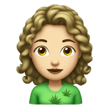 mujer con rulos cortos, ojos verdes claros con cannabis en la mano  sticker