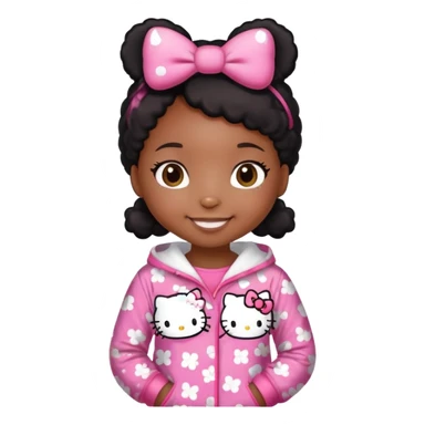 Black girl in hello kitty pajamas sticker