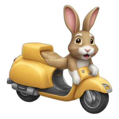 rabbit on scooter sticker