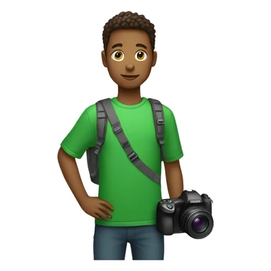 Boy whith green sweat and a camera in the hand  sticker