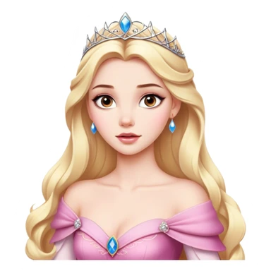 blonde model with brown eyes, luxury makeup, disney princess aurora sticker