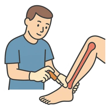 procedimento de punção intraóssea em estilo flat toon visual limpo e didático sticker