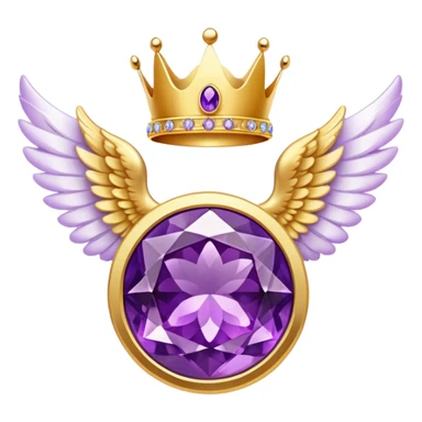 4th place award Number in frame decorated with golden angel  wings and amethyst  stone and small crown on a top sticker