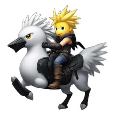 cloud strife riding a black chocobo sticker
