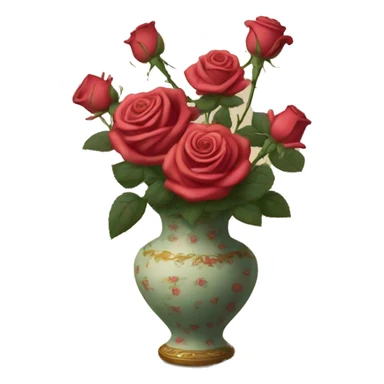 Roses in a vintage vase sticker