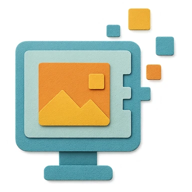 digitalization with layered paper effect and digital motifs in paper craft style sticker