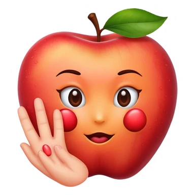 The Apple peach emoji with a handprint on one of the cheeks of the peach sticker