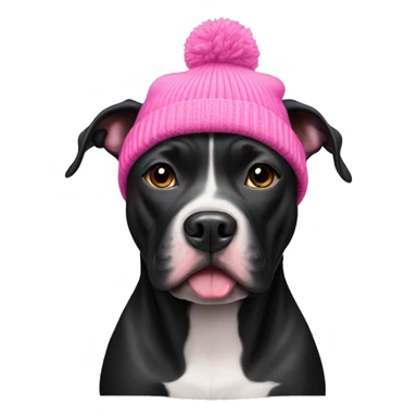 Black pitbull with pink beanie sticker