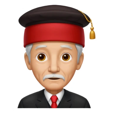 black suited old man with red fes hat sticker