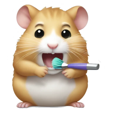 Hamster takes a brush your teeth  sticker