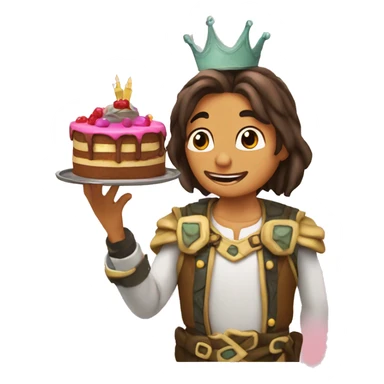 Tortuga con cake en la mano que pone drama king sticker