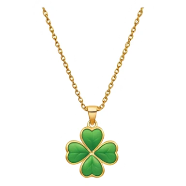 Lucky clover charm necklace – green four-leaf clover.
 sticker