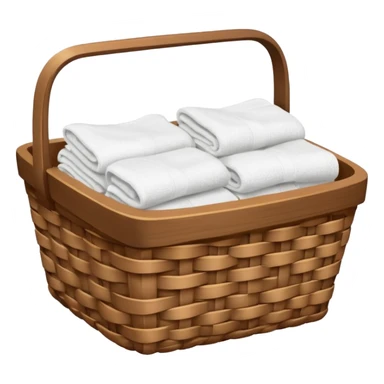 A woven Brown basket with fresh washed linen, white towels  sticker