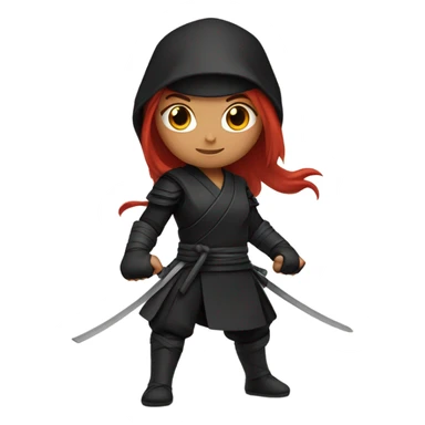 Girl ninja with long red hair sticker