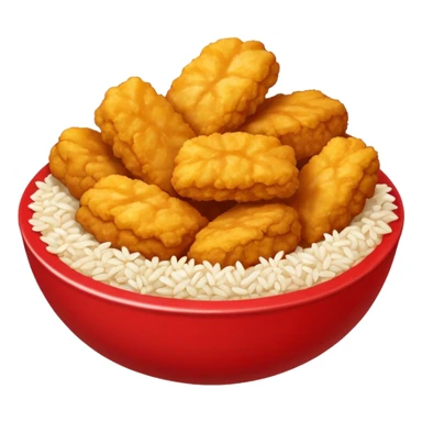 Bol carton de couleur rouge avec nuggets mélanger avec du riz sticker