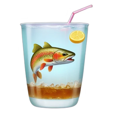 trout in a clear cup of soda sticker