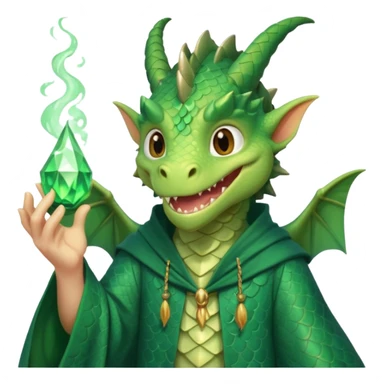 A dragon wearing wizard robes, casting a spell with a curious grin, portrait, bust up sticker
