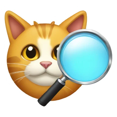 magnifying glass looking at a cat sticker