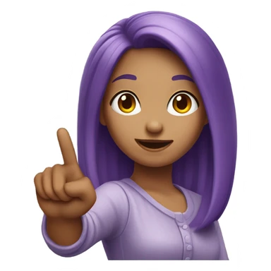Purple haired girl pointing her finger ￼ sticker